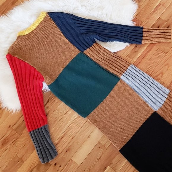 YanYan Tweedle Colorblock Ochre Rainbow Tweed Knit Column Dress - Picture 10 of 13